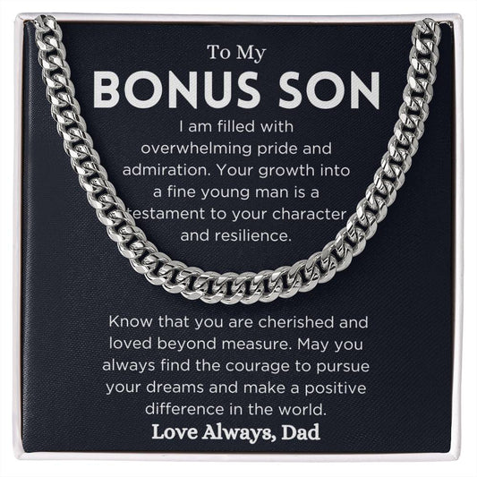 To My Bonus Son | Love Dad | Cuban Link Chain - WhatsInStore61