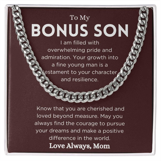 To My Bonus Son | Love Mom | Cuban Link Chain - WhatsInStore61