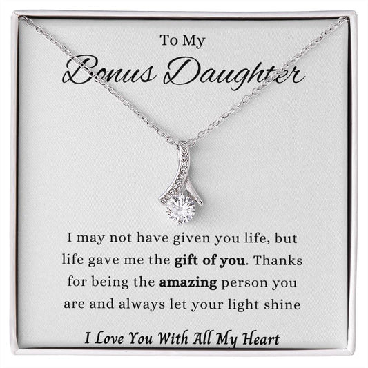 To My Bonus Daughter | Alluring Beauty Necklace White Gold Finish - WhatsInStore61