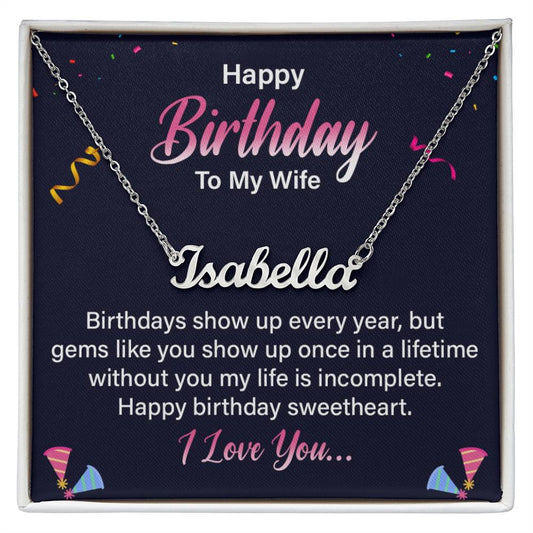 Happy Birthday To My Wife | I Love You | Personalized Name Necklace - WhatsInStore61